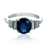 1.93 Carat Blue Sapphire and White Diamond Ring